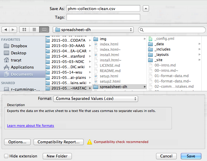 Saving an Excel file to CSV