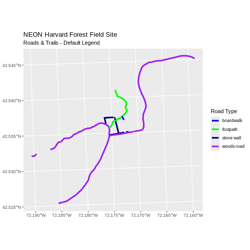 Roads and trails in the study area using thicker lines than the previous figure.