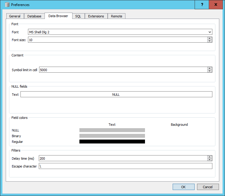 Data Browser Preferences