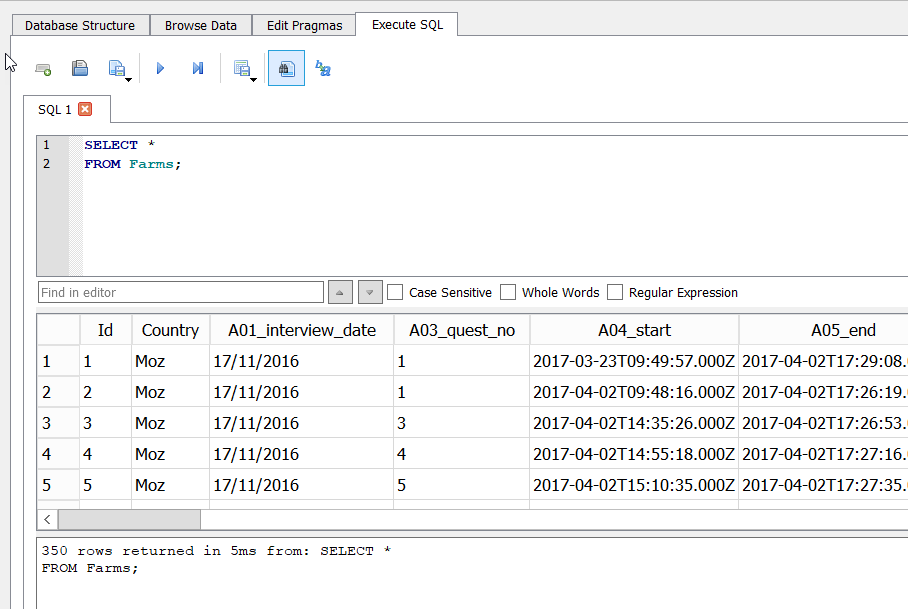 SQL Query results